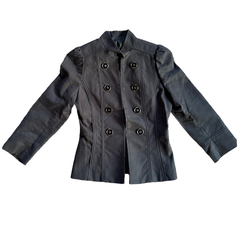 Mango Womens Size Small Double Breasted Military Jacket Blazer Black